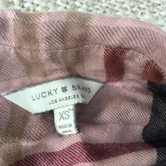 Lucky | pale pink plaid viscose modal button down - Picture 5 of 8